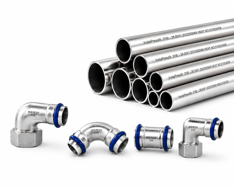 Insta PressFit stainless steel pipes and fittings